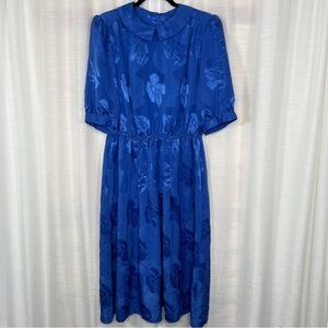 Vintage sunshine starshine cobalt blue fit n flare dress